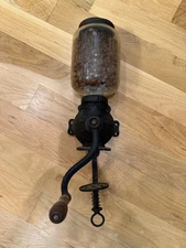 VINTAGE CRYSTAL ARCADE #3 WALL MOUNT COFFEE GRINDER - FREE SHIP!