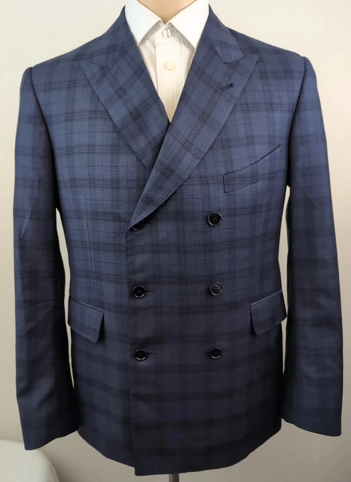 Michel's Bespoke Mens Peak Lapel Double Breasted Surgeon Cuff Suit Sz 38R W30X29 - Image 3 of 4
