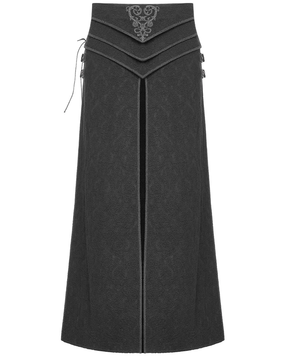 Falda larga gótica Punk Rave para hombre falda escocesa negra brocado Steampunk Dieselpunk LARP