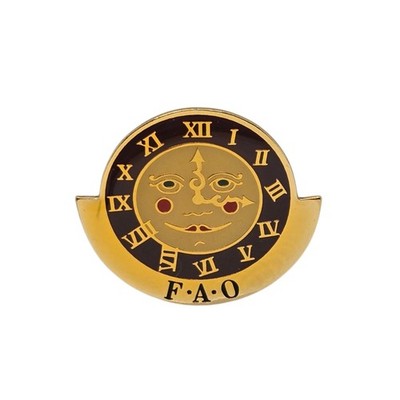  Vintage F.A.O. Schwarz Clock Face Enamel Pin Lapel Souvenir Toy Store Logo