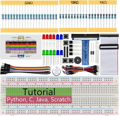 Starter Kit für Raspberry Pi 5 4 B 3 B+ 400 Zero 2 W, 146 Teile, 48 Projekte