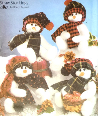UC Simplicity 4845 Sew Pattern Winter Christmas Snowman Dolls Fleece Hat Scarf