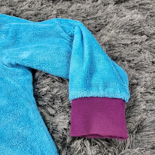 TNF The North Face Reversible Jacket Girls XS (6) Purple Blue Hooded Fleece Flaw - Picture 14 of 16