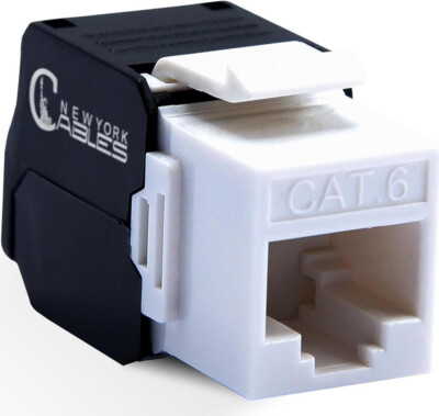 Cat6 Rj45 UTP Tool less  180Dgr Vert. Keystone Jack WHT-BLA NYC (25pcs)