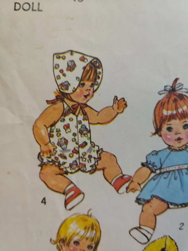 Doll Wardrobe Clothes M 15" 16" Simplicity 7208 Sewing Pattern CUT VTG Dress Hat - Image 3 of 4