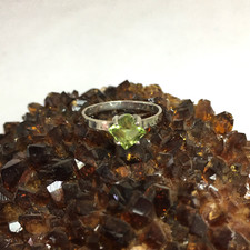 Handmade Natural Faceted Square Peridot, Sterling Silver Ring, Ring Size - 4.75