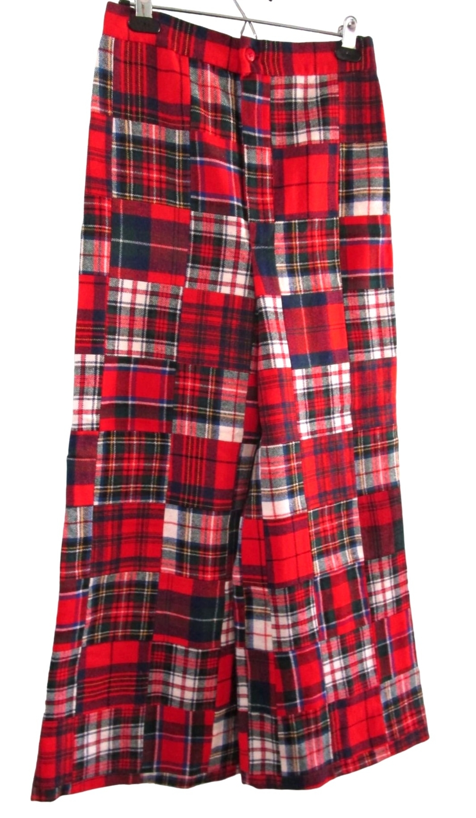 Wool Plaid Patchwork Flare Pants Lined No Tag Vin… - image 2