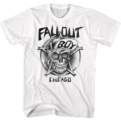 Fall Out Boy Chicago FOB Skull Men's T Shirt Rock Band Tour Concert Merch
