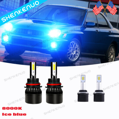 For Subaru Impreza WRX 2002 2003 8000K C9 LED Headlight High/Low+Fog Light Bulbs