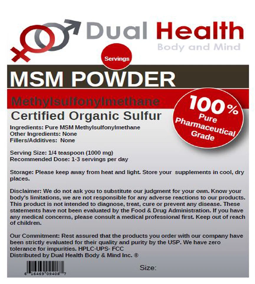 2 lb. MSM polvo de metilsulfonilmetano puro alivio del dolor articular artritis piel Foto 3 de 3
