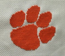 Clemson paw cross-stitch - great gift idea-Clemson Tigers-Mother Fathers Day