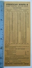 1955 PTC Philadelphia Transportation Co. Olney PA Willow Grove Trolley Timetable