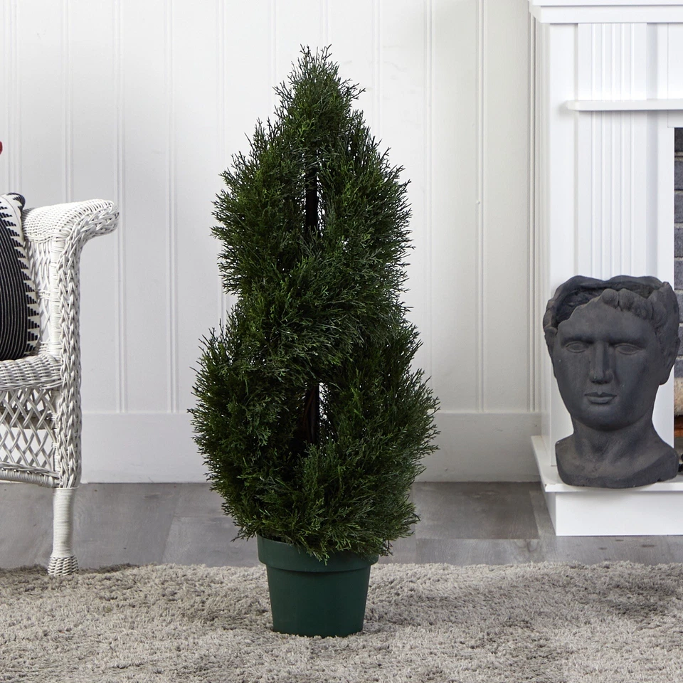 Árbol topiario espiral ciprés doble estanque de 3’ UV (interior/exterior). Venta al por menor $192 Foto 2 de 3