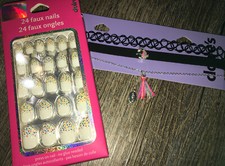 Claire s Unicorn Choker 3 Necklace Set Candy Sprinkle Stick On Nails Jewelry Lot