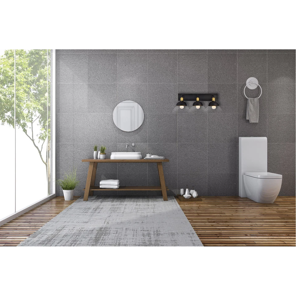 Wall Sconce Black and Brass Vanity Farmhouse Kitchen Bedroom 3 Light Fixture 27" - Image 2 of 4