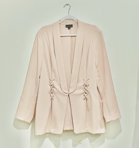 VTG Bold Elements SZ XL SoftPink Satiny Blazer Lagen Look Classy Career Capsule - Picture 2 of 3