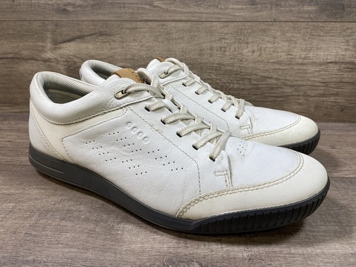 Ecco Street Retro Golf Shoes Leather Spikeless Cream Mens Size EU 45 US 11 11.5