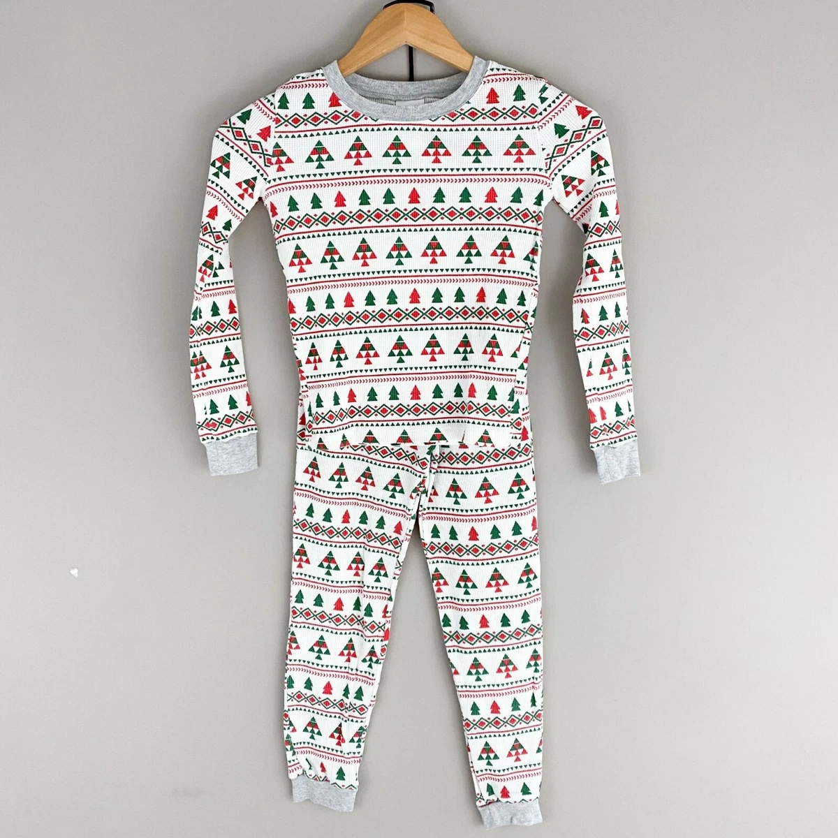 Nordstrom Christmas Tree 2 Piece Thermal Pajamas Red Green White size 10