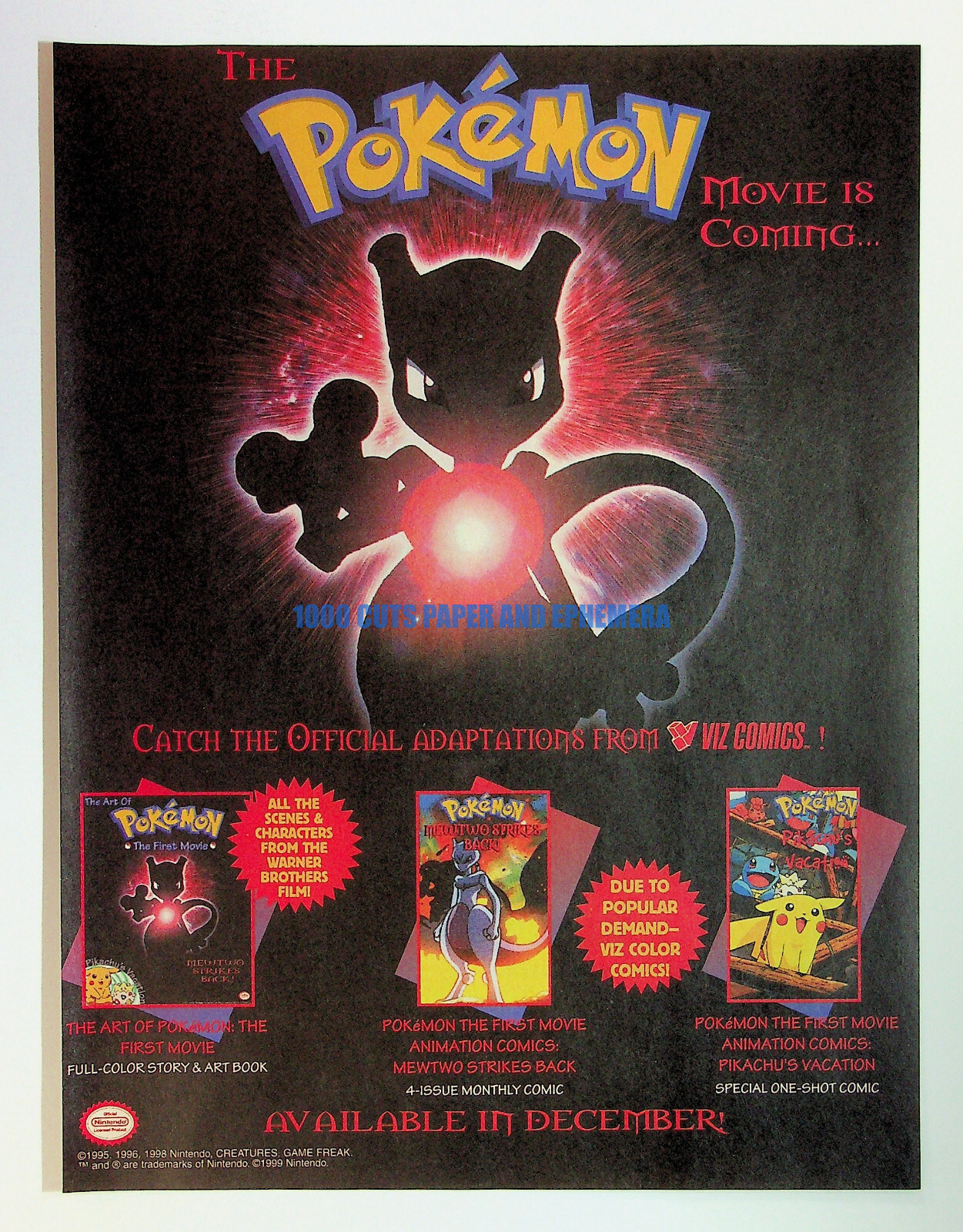 Pokemon Advert Pokemon The First Movie Viz Comics 1999 Manga Print Magazine Ad Poster ...