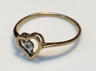 Bague Cœur En Or 18 Carats Avec Diamant - Taille 52, 0.82g - Occasion Bon État
