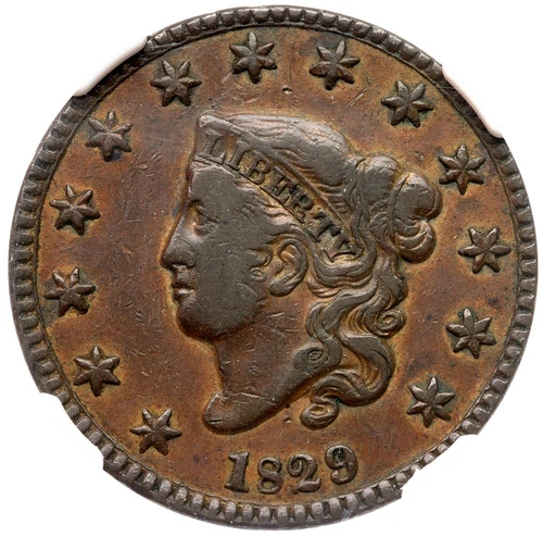1829 N-1 R-3 NGC VF 25 Matron or Coronet Head Large Cent Coin 1c