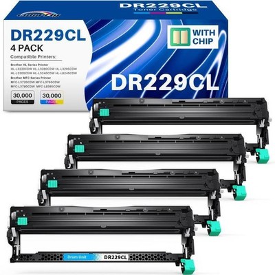 4 Pack DR229CL Drum Unit (Not Toner) Replacement for Brother DR-229CL DR229