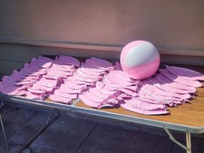 48 BEACH BALLS New In Box PINK AND WHITE blow UP, Fun,water,summer,spring