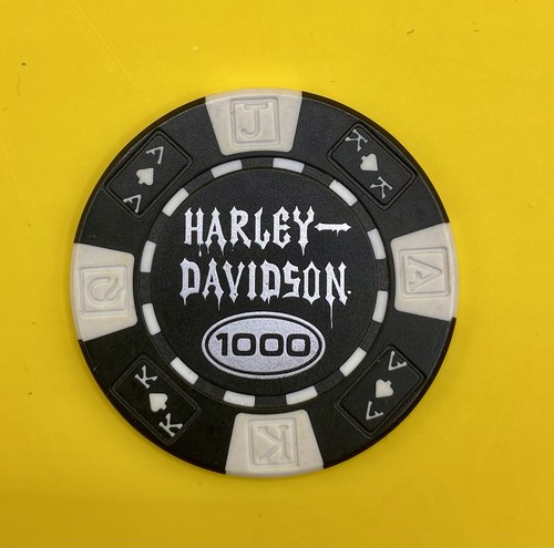Harley Davidson $1000 Poker Chip Skull and Cross Bones schwarz weiß Las Vegas