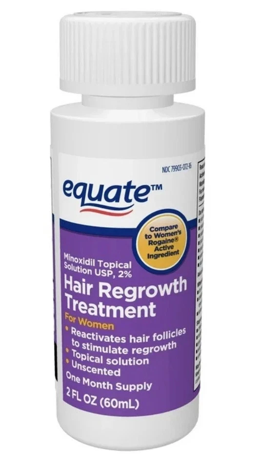 Solución tópica para regeneración del cabello Equate para mujeres 2 % minoxidil 3 meses 6 fl oz Foto 4 de 4
