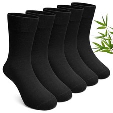 Kids Seamless Crew Socks: Bamboo Viscose Soft Breathable School 2-3T Black