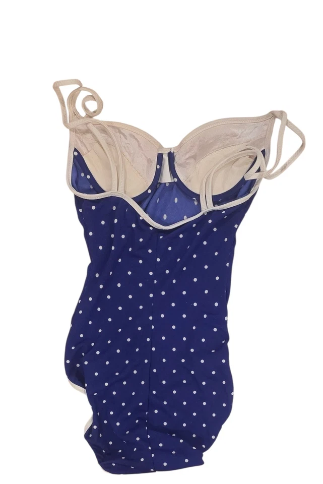 Traje de baño vintage a lunares azul y blanco de la colección Anne Cole Foto 2 de 2