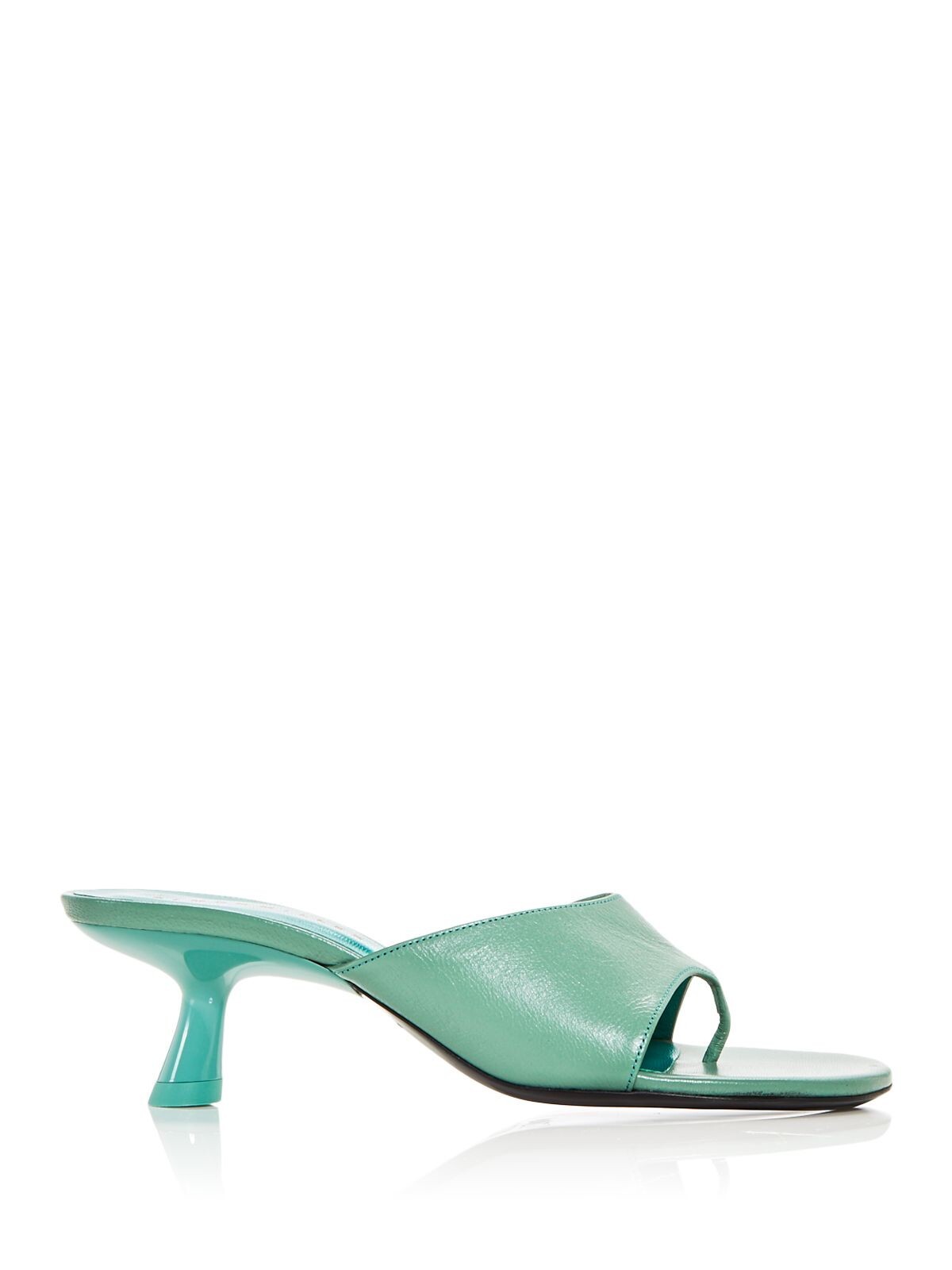 SIMON MILLER Womens Teal Bill Toe Kitten Heel Slip On Leather Thong Sandals 39