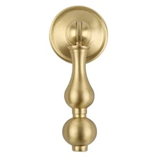 Solid Brass Kitchen Cabinet knobs 2 Pack, Brushed Gold Drop Pulls for Dresser 