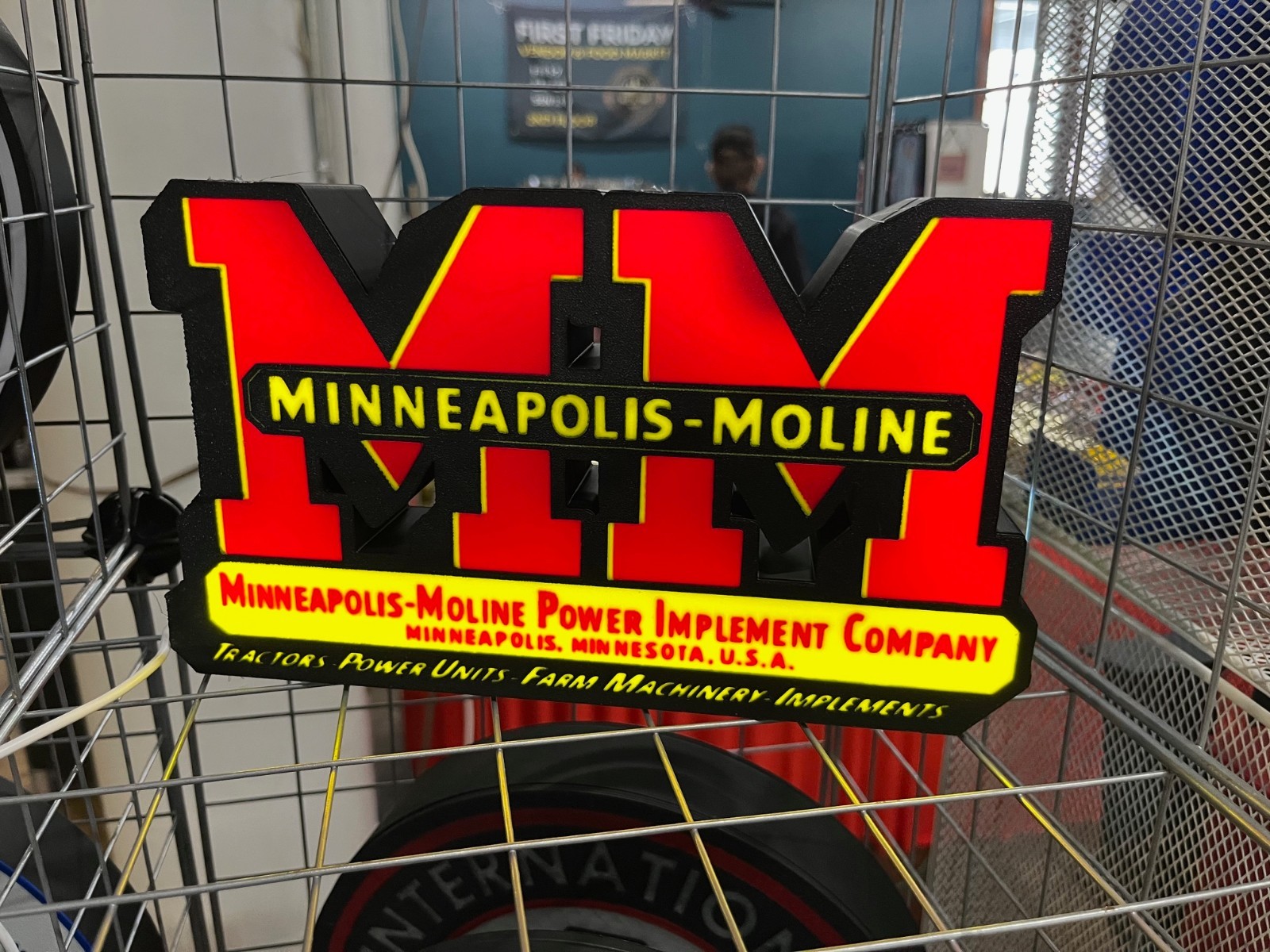 Lighted Minneapolis - Moline Tractor Sign – 9" Wide – Classic Farm Equipment Adv