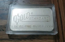 Rare silver 1 troy ounce Gold Standard Corporation silver bar .999+ Englehard