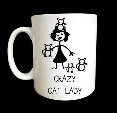 CRAZY CAT LADY TASSE LUSTIG KATZENLIEBHABER DESIGN GESCHENKIDEE MAMA FREUNDIN SCHWARZ