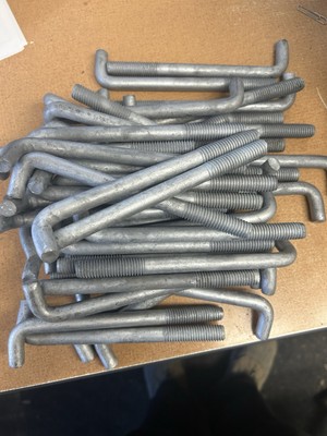 1/2 X 6 Galvanized L Shaped  Anchor Bolt Includes Nuts And Washers 50 Pcs New