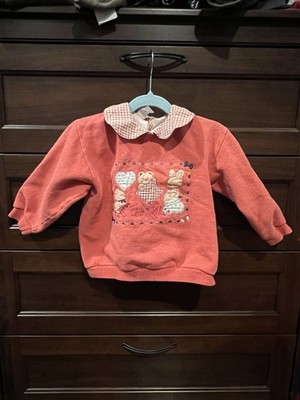 Vintage Kids Made In Italy Tres Chic Pink Animal Sweatshirt Pullover Collar