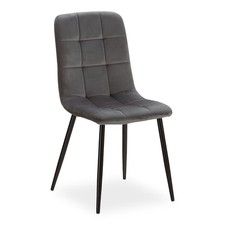 Chaise de salle manger velours gris pieds métal noir design moderne Homestyle4u
