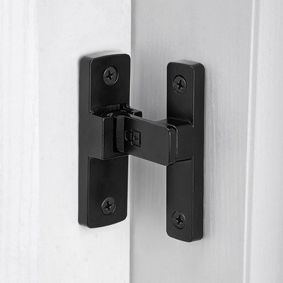 Black 90 Degree Barn Door Lock Premium Zinc Alloy Flip Gate Sliding Latch