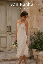 Vintage 60s Van Raalte Suavette Ivory Lace Satin Slip Dress size 38 Medium