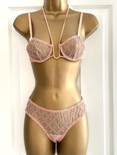Gucci Pale pink Tule Lingerie sets with GG all over embroidery, size XS