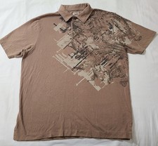 Cinch Southwestern Print Polo Shirt Mens Sz Medium Brown Rodeo Short Sleeve GUC