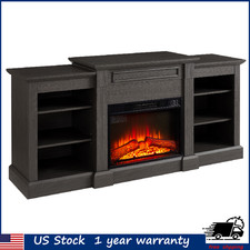 66" TV Stand w/ 44" Electric Fireplace Large Storage Cabinet for TVs up to 65"
