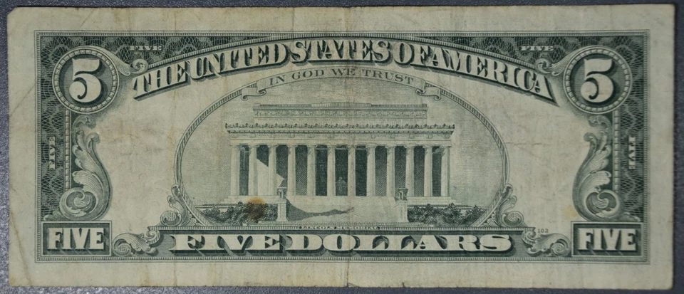 1969 $5 FIVE DOLLAR FRN New York ⭐Star Note⭐ FR# 1969-B* Grade: VG+ A5642 - Image 2 of 2