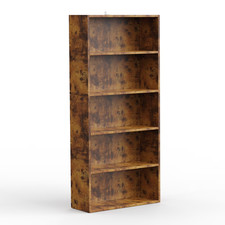 5-Shelf Bookcase, Floor Standing Storage Shelves, Rustic Brown