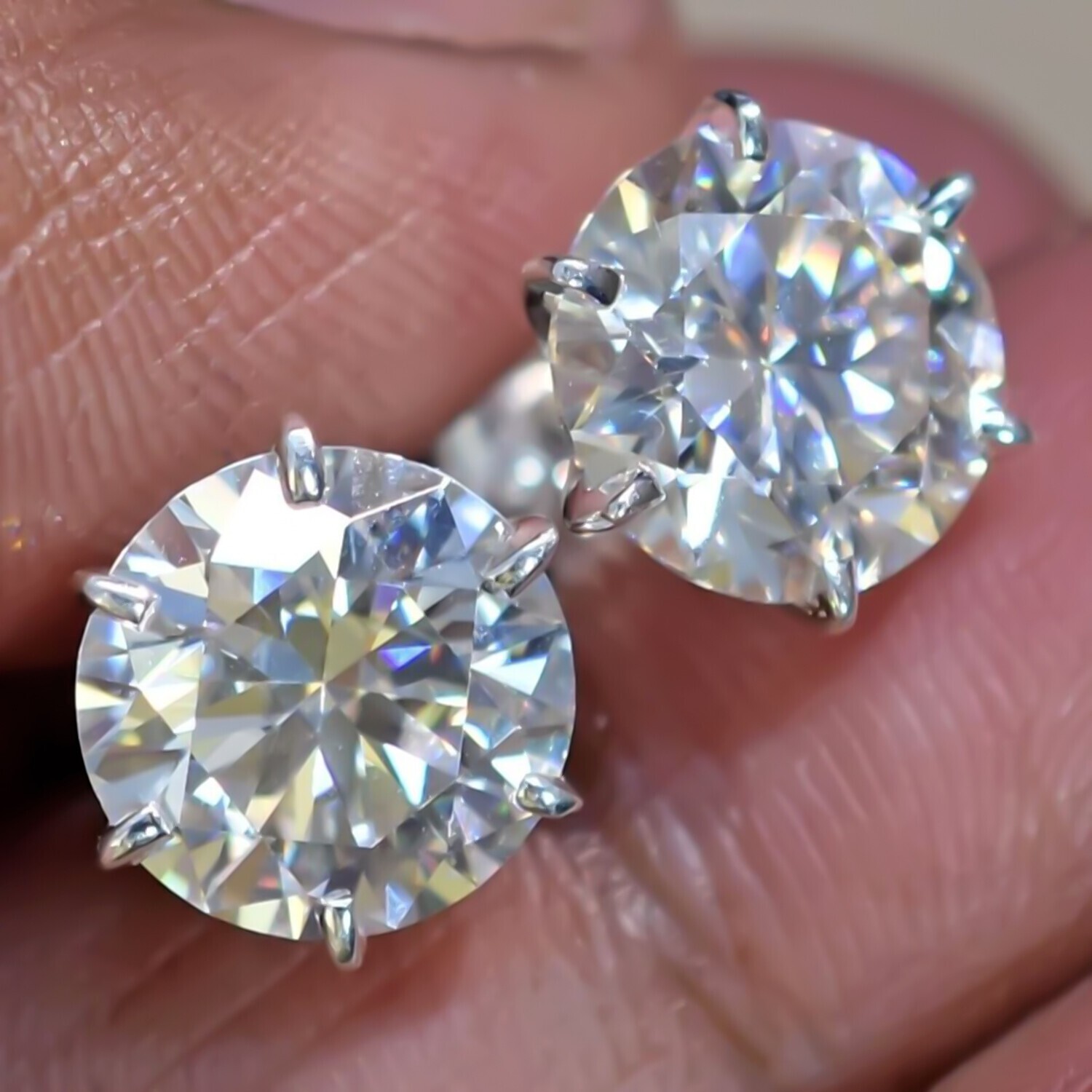 Certified 10.00 Ct Round Cut White Diamond Studs In 925 Sterling Silver