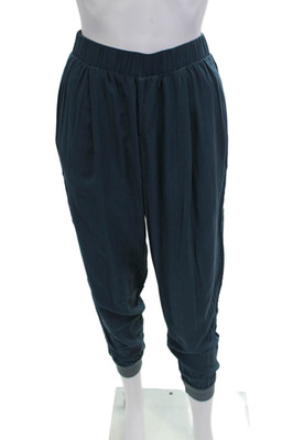 Velvet Women Jogger Harem Pants Dark Blue Lyocell Linen Bohemian Size XS