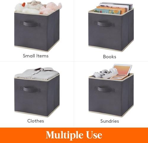 Lot de 12 cubes de rangement tissu gris pliables 18L - Photo 4 sur 5