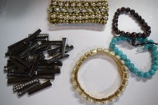 Lot of Stretchy Beaded Bracelets  Extra Beads